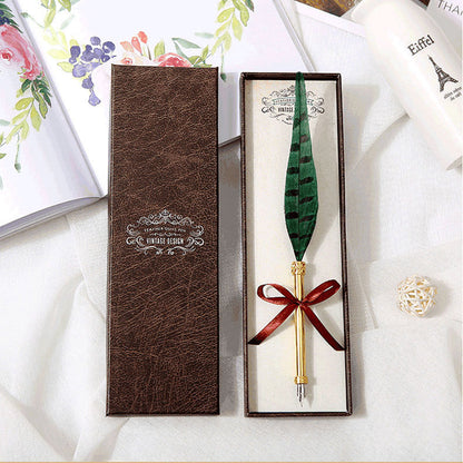 Flag Village European Retro Feather Pen Gift Box