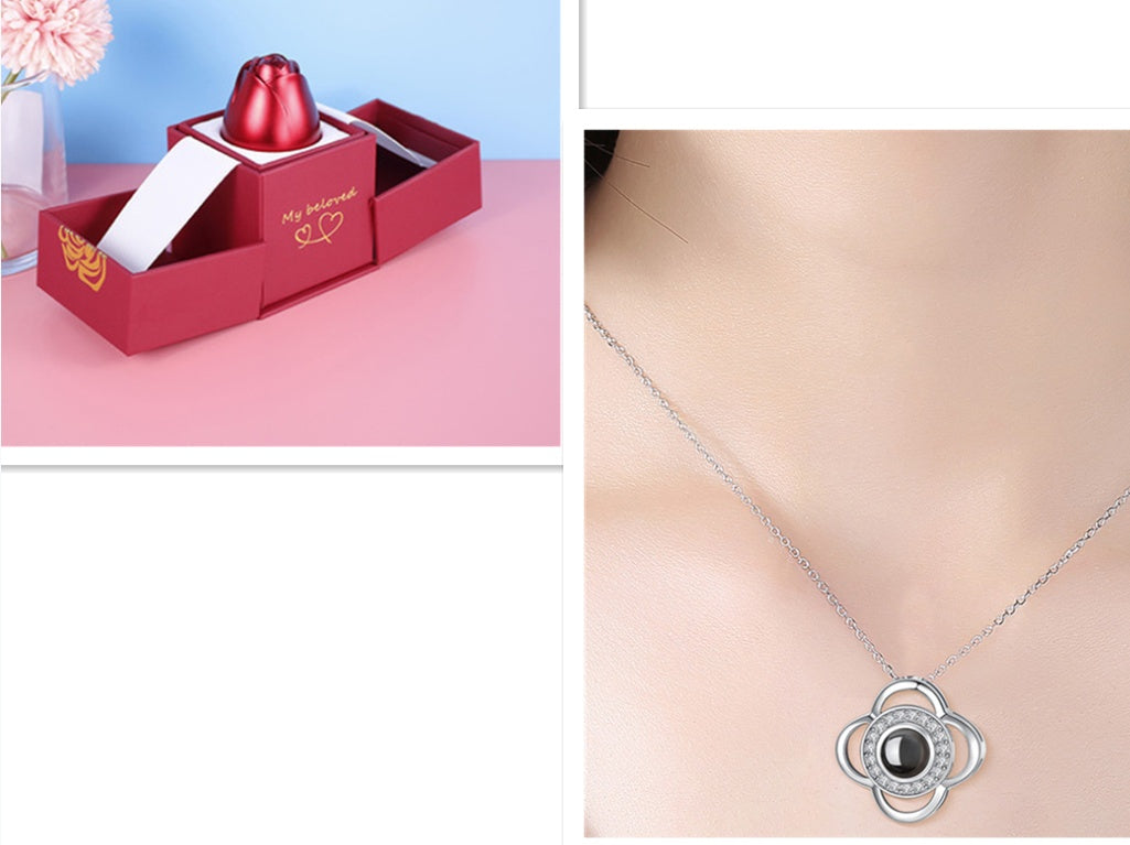 Flag Village Hot Valentine's Day Gifts Metal Rose Jewelry Gift Box Necklace For Wedding Girlfriend Necklace Gifts