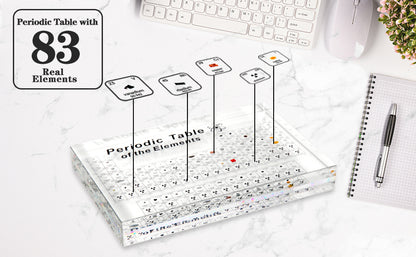 Flag Village Periodic Table With 83 Kinds Of Real Elements Inside, Acrylic Periodic Table Of Elements Samples, Easy To Read, Creative Gifts For Science Lovers And Students