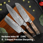 Flag Village Damascus Chef Knife, 10Cr15MOV Japanese Kitchen Knives Set With Full Tang G10 Handle, Professional Chef Knife For Kitchen, Sheath & Gift Box