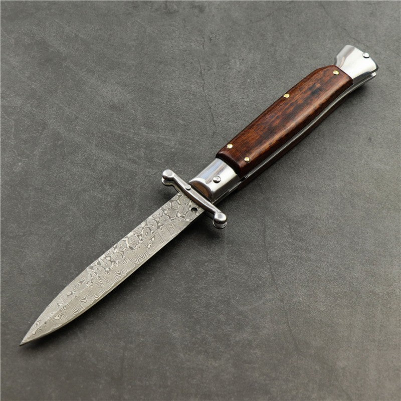 Flag Village Camping Outdoor Damascus Folding Knife
