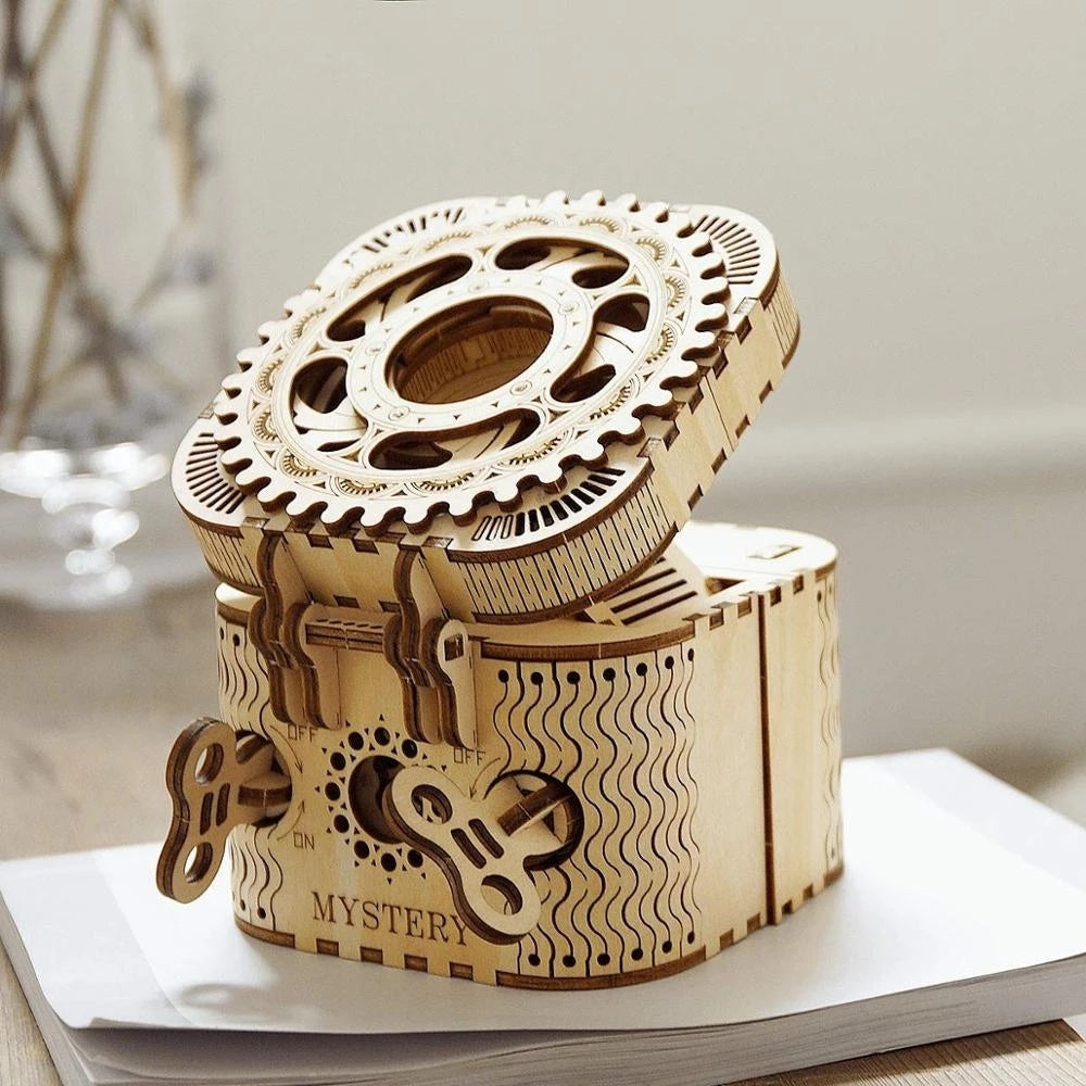 Flag Village Robotime Rokr 123Pcs Treasure Box Creative 3D Wooden Puzzle Game Assembly Toys Chris Gift For Children Adults Teens Dropshipping