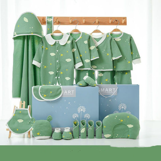 Flag Village Pure Cotton Spring And Autumn Newborn Baby Gift Box Full Moon Supplies Summer Suit