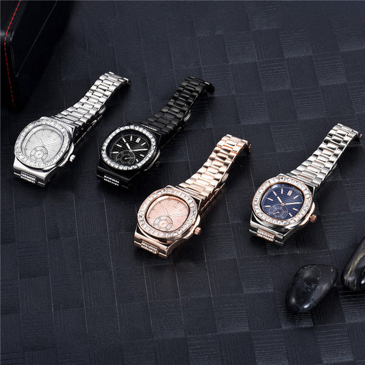 Flag Village Mens Fashion Alloy Band Diamond Gifts Watches