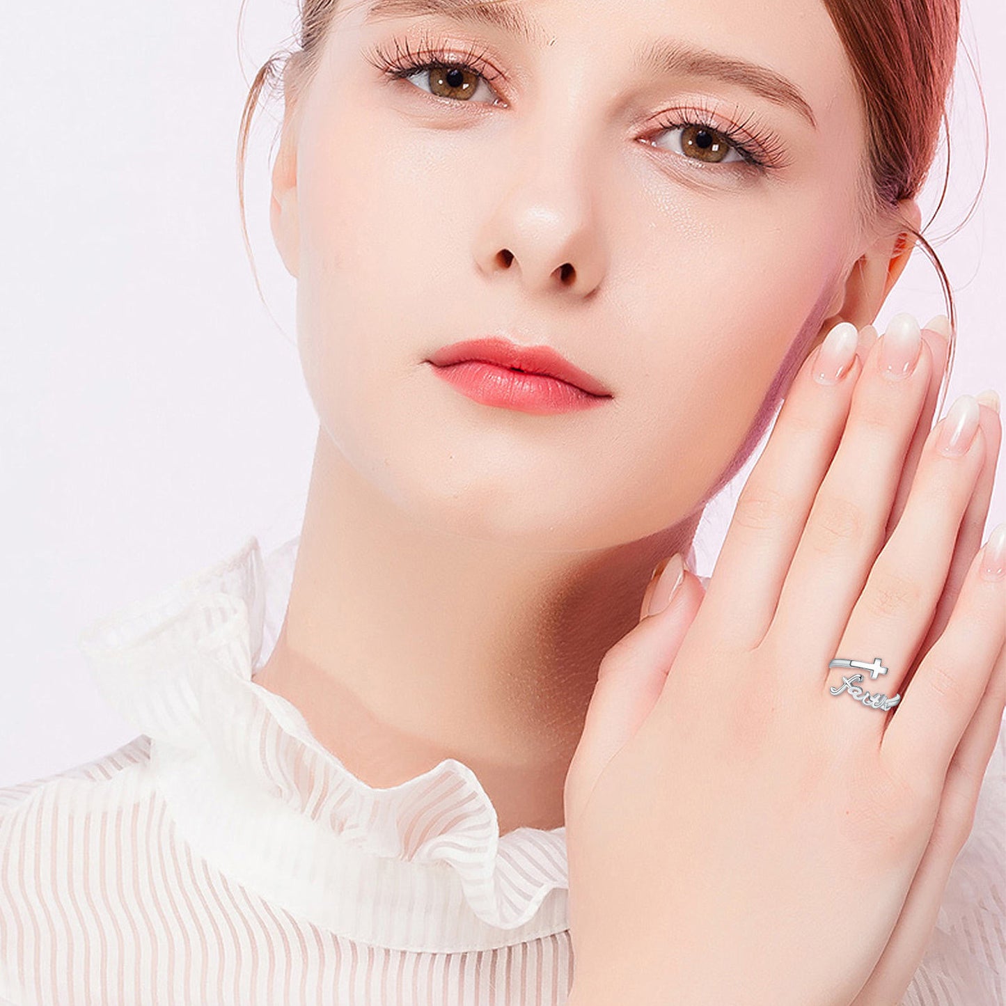 Flag Village Cross Rings 925 Sterling Silver Faith Adjustable Rings Open Rings Cross Ring Jewellery For Mother Women Men Women Gifts