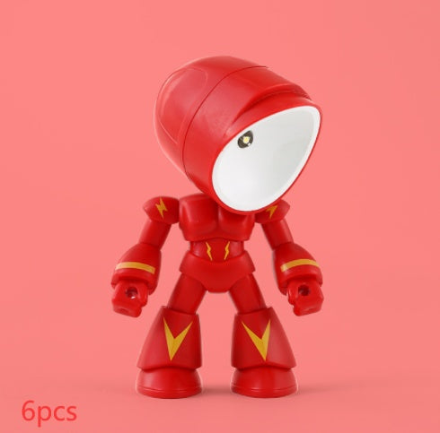 Flag Village Cute LED Hero Table Lamp Mini Portable Cool Mecha Cute Robot Night Light Bedroom Home Decoration Kids Boys Gifts