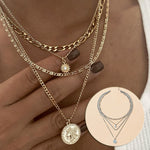 Flag Village Chunky Gold Necklace Chunky Charm Necklace For Women Layered Gold Necklace For Women Silver Coin Necklace Jewelry Gifts For Women