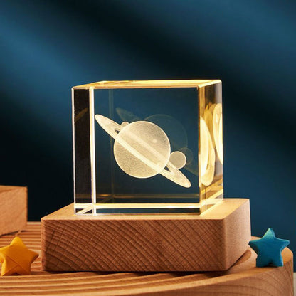 Flag Village 3D Transparent Crystal Cube Desktop Decoration Small Night Lamp Bedroom Home Decor For Kids Party Children Birthday Gifts