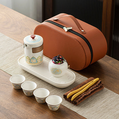 Flag Village Tea Set Suit Ceramic One Pot Four Cups Gift Box