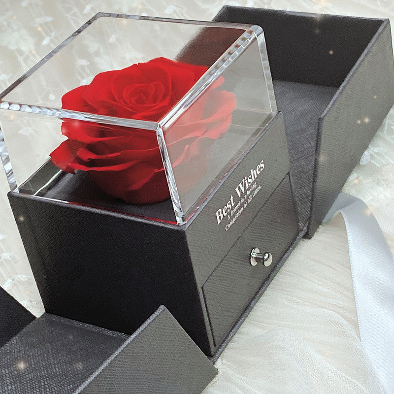 Flag Village Preserved Flower Rose Flower Necklace Jewelry Box Gift