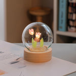 Flag Village Artificial Tulip Flower Night Light Ornaments Handmade DIY Bedside Lamp LED Night Lamp Bedroom Decor Birthday Gifts Table Lamp
