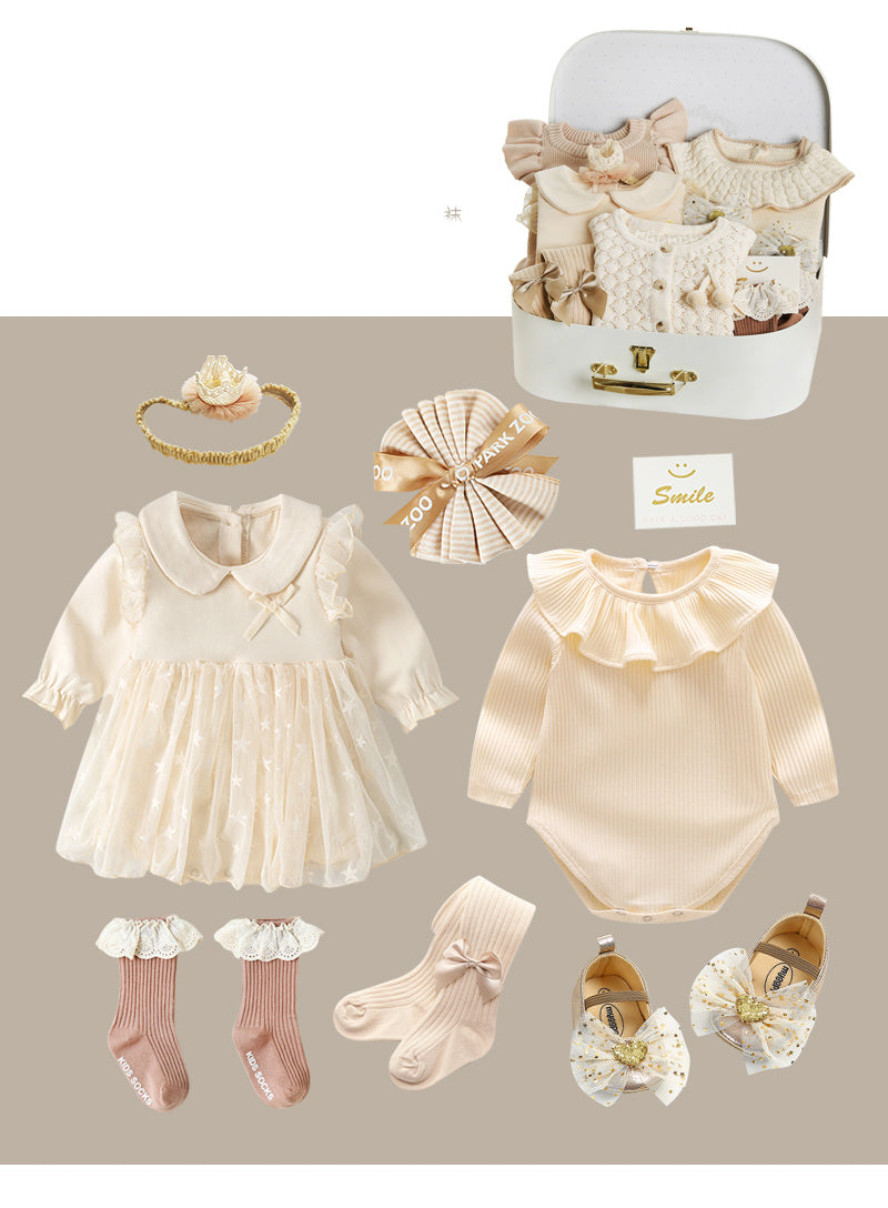 Flag Village Newborn Gift Box Spring And Summer Suit Girl Baby Full Moon Gift