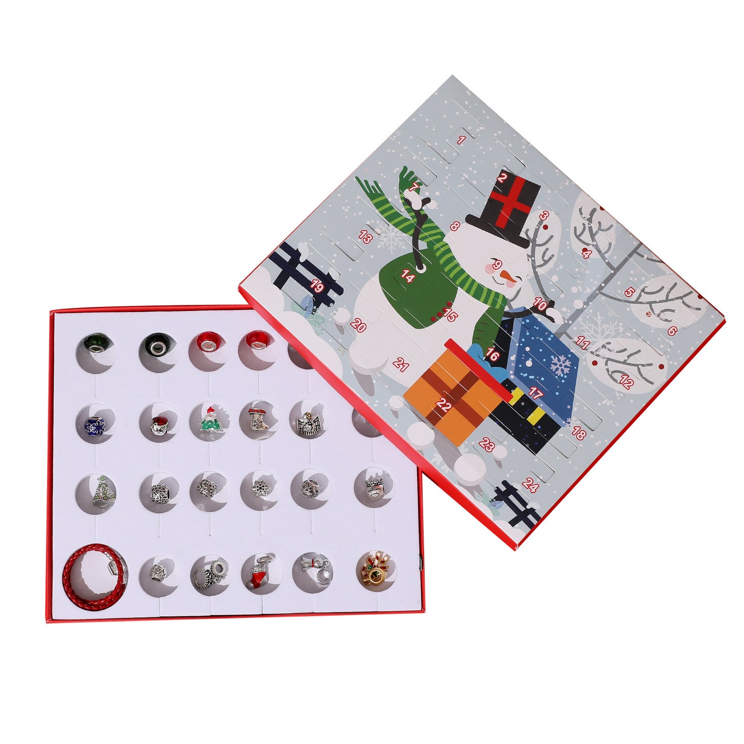 Flag Village Christmas Ornaments Children's Gift Box Countdown Calendar Gift Box Leather Cord Bracelet Set Box