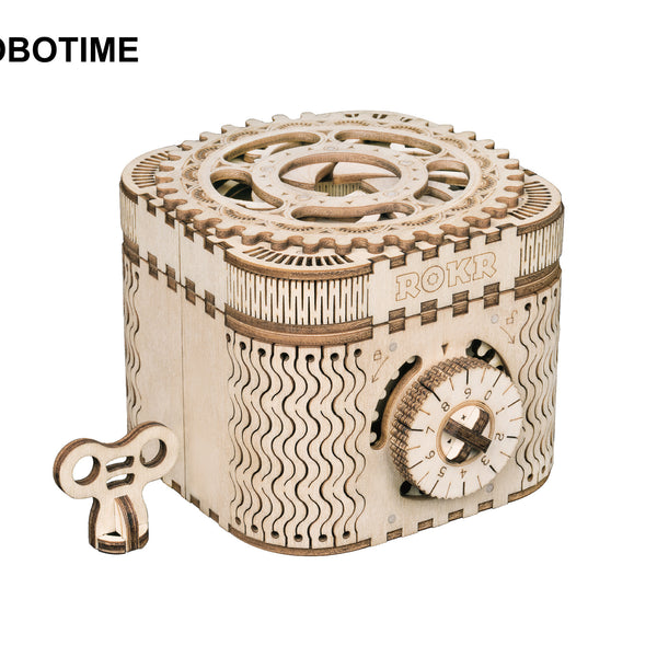 Flag Village Robotime Rokr 123Pcs Treasure Box Creative 3D Wooden Puzzle Game Assembly Toys Chris Gift For Children Adults Teens Dropshipping