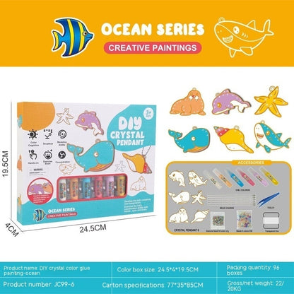 Flag Village Children Crystal Glue Painting Baking-free Painting DIY Handmade Ornaments Girls' Toys Suit Christmas Gifts