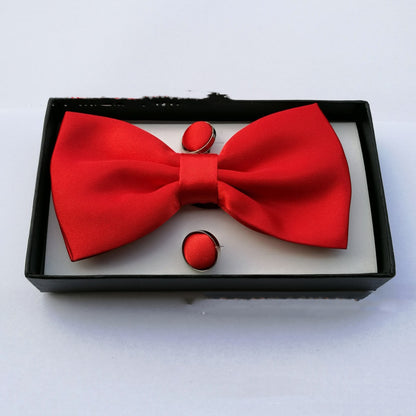 Flag Village Pocket Square Cufflinks Set Men's Bow Gift Box