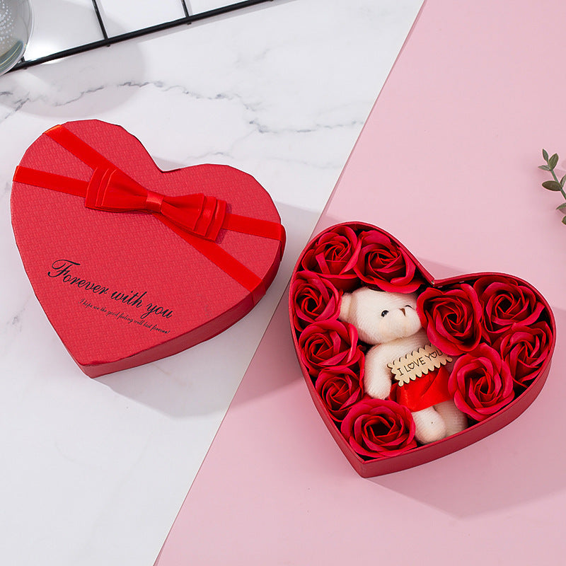 Flag Village Heart-shaped Rose Red Gift Box New Year Christmas Gift Box Valentine's Day Christmas Gift Mother's Day Birthday Gift