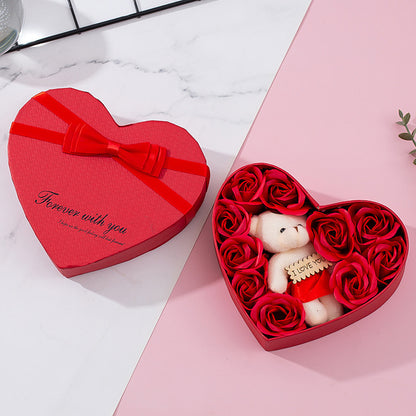 Flag Village Heart-shaped Rose Red Gift Box New Year Christmas Gift Box Valentine's Day Christmas Gift Mother's Day Birthday Gift