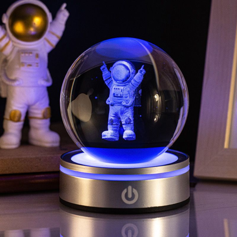 Flag Village Creative 3D Inner Carving Luminous Crystal Ball Colorful Gradient Small Night Lamp Home Decorations Gifts Selection