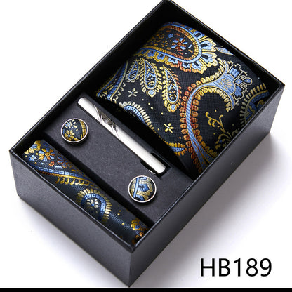 Flag Village Men's Business Formal Tie Six-piece Set Gift Box