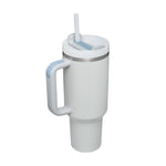 Flag Village 40 Oz Tumbler With Handle Straw Insulated, Stainless Steel Spill Proof Vacuum Coffee Cup Tumbler With Lid Tapered Mug Gifts For Valentine Lover Suitable For Car Gym Office Travel
