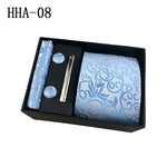 Flag Village Paisley Men's Tie Square Cuff Tie Clip Gift Set Business Casual Tie Black Gift Box