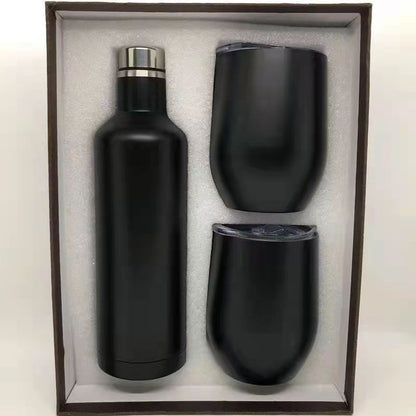 Flag Village 304 Stainless Steel 500ml Red Wine Bottle Gift Box Set Cup