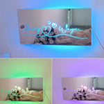 Flag Village Personalized Name Mirror Light For Bedroom LED Light Up Mirror For Wall Custom Photo Christmas Valentine's Day Wedding Gifts