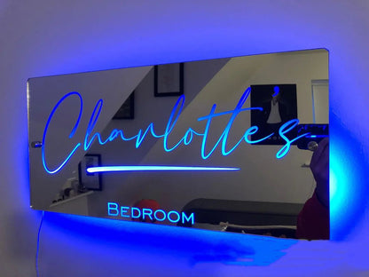 Flag Village Personalized Name Mirror Light For Bedroom LED Light Up Mirror For Wall Custom Photo Christmas Valentine's Day Wedding Gifts