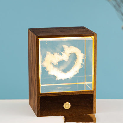 Flag Village Wooden Box Square Crystal Ball Elk Cloud Night Light Christmas Birthday Gift