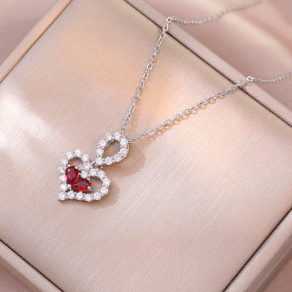 Flag Village Exquisite Luxury Rhinestone Crystal Heart Pendants Necklaces For Women Party Jewelry Gifts Fashion Jewelry