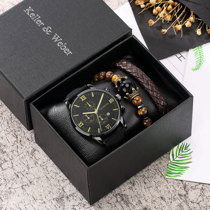 Flag Village Gift Box Set Men's Quartz Watch Bracelet Fashion