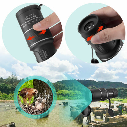 Flag Village 40x60 Day Night Vision HD Optical Monocular Hunting Camping Handheld Telescope Life Waterproof, Anti-Fog Monocular Suitable For Observing Nature Animals