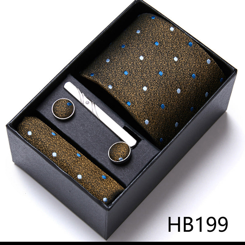 Flag Village Men's Business Formal Tie Six-piece Set Gift Box
