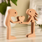 Flag Village DIY Figurine Wood Dog Ornament Sculpture Home Decoration A Man A Dog Wood Sculpture Christmas Gifts Model Decor