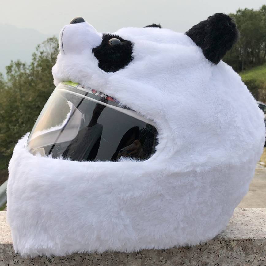 Flag Village Auto Tools Helmet Protection Headgear  Full Helmet Cartoon Plush Panda Frog Puppy Unveiled Helmet Sports Car