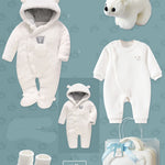 Flag Village Baby Gift Box Thick Quilted Polar Bear Romper Jumpsuit For Men And Women