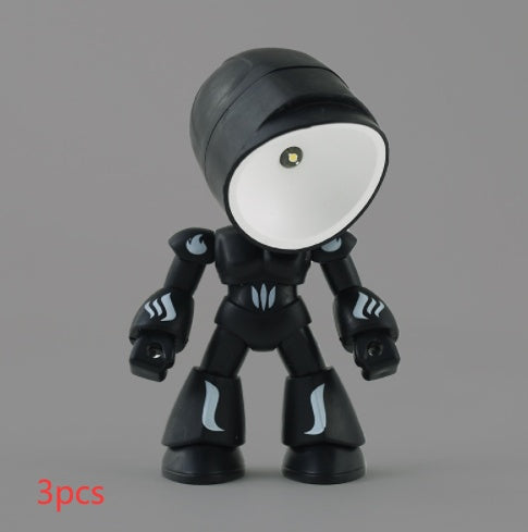 Flag Village Cute LED Hero Table Lamp Mini Portable Cool Mecha Cute Robot Night Light Bedroom Home Decoration Kids Boys Gifts
