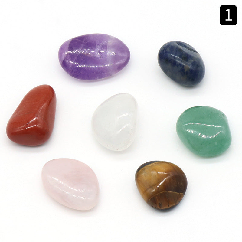 Flag Village Hexagonal Column Double Pointed Irregular 7 Yoga Stones Set Gift Box