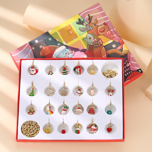 Flag Village New Christmas Ornaments Children's Gift Box Countdown Calendar Gift Box Advent Golden Bracelet Necklace Blind Box Set