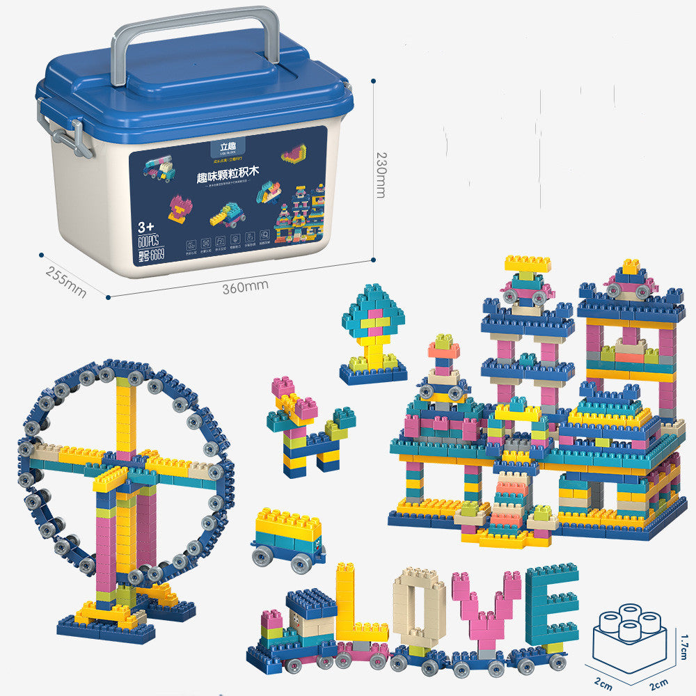 Flag Village Children's Building Blocks Plastic Assembled Educational Toys Portable Gift Box Set