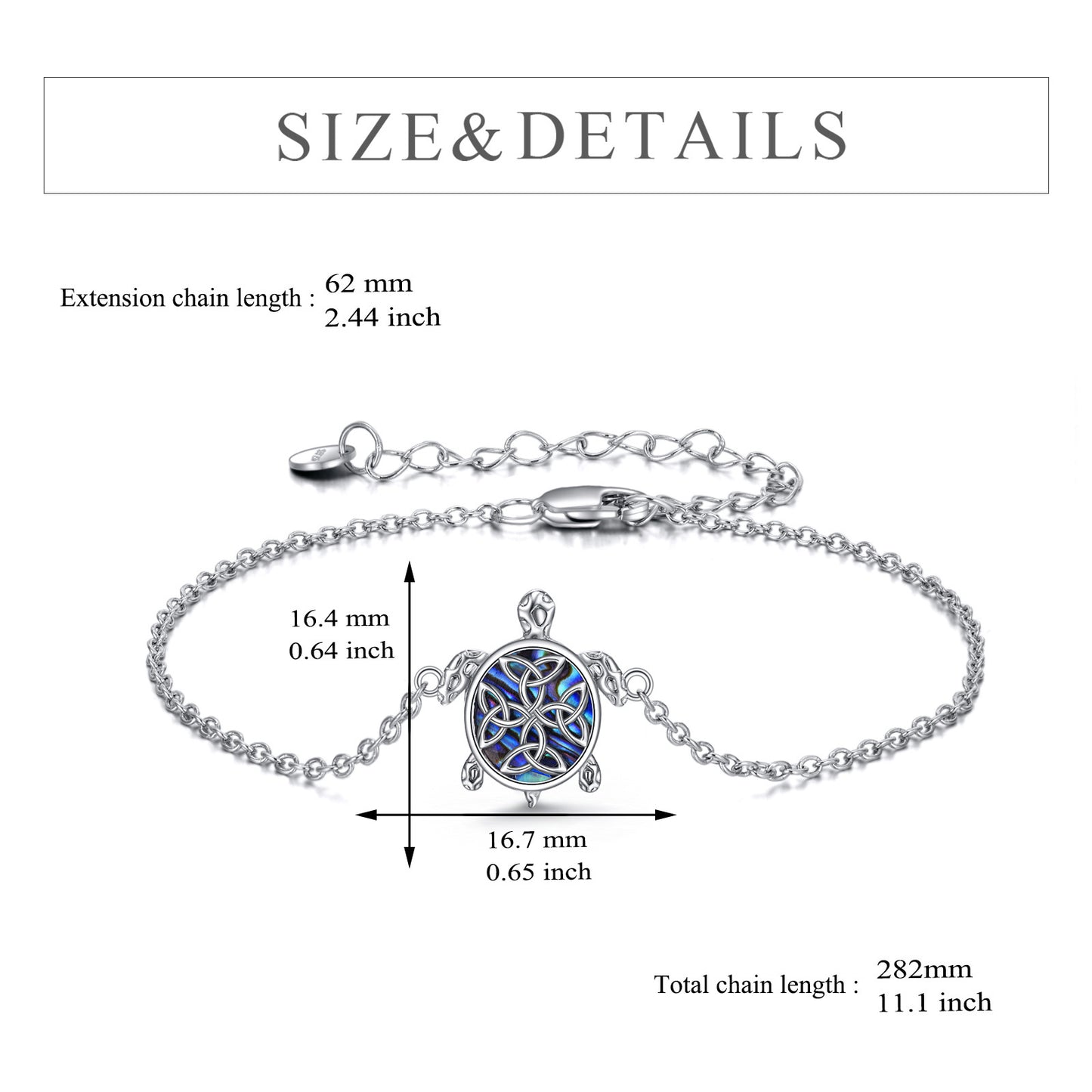 Flag Village Sterling Silver Abalone Sea Turtle Adjustable Ankle Jewelry Gifts for Women