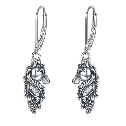 Flag Village Sterling Silver Horse Dangle Drop Leverback Earrings Jewelry Gifts