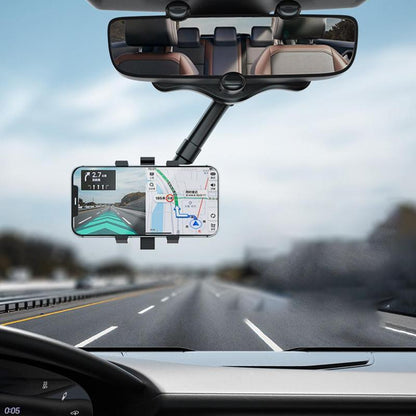 Flag Village Auto Tools Rearview Mirror Phone Holder For Car Rotatable And Retractable Car Phone Holder Multifunctional 360 Rear View Mirror Phone Holder Suitable For All Mobile Phones And All Car