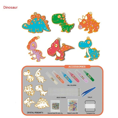 Flag Village Children Crystal Glue Painting Baking-free Painting DIY Handmade Ornaments Girls' Toys Suit Christmas Gifts