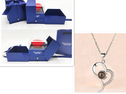 Flag Village Hot Valentine's Day Gifts Metal Rose Jewelry Gift Box Necklace For Wedding Girlfriend Necklace Gifts