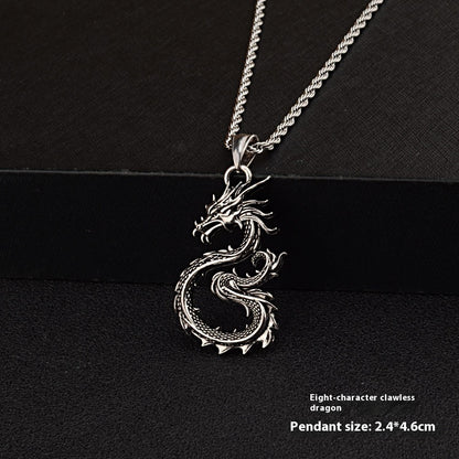 Flag Village Fashion Jewelry Dragon Sword Pendant Necklace Paved Black Color Jewelry For Men Boy Christmas Gifts
