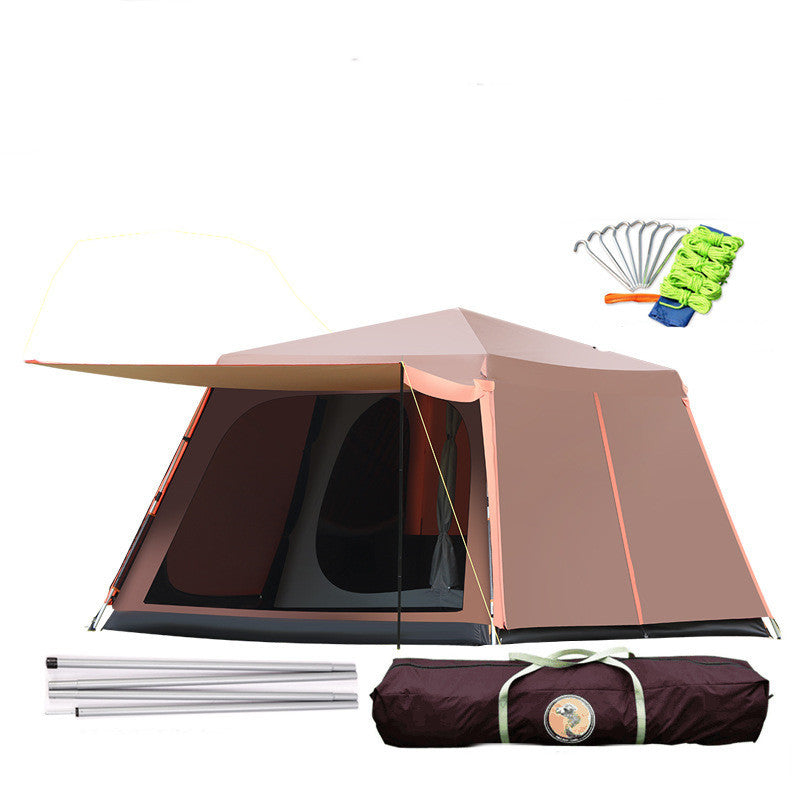 Flag Village Outdoor Fully Automatic Aluminum Pole 3-4-5-8 People Double-layer Thickening Rainstorm Field Camping Big Tent
