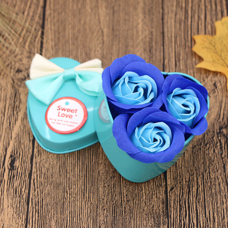 Flag Village Soap Flower Gift Box Valentine's Day Gift Mother's Day Creative Gifts Bear Flower Rose Heart Shaped Tin Box