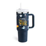 Flag Village 40 Oz Tumbler With Handle Straw Insulated, Stainless Steel Spill Proof Vacuum Coffee Cup Tumbler With Lid Tapered Mug Gifts For Valentine Lover Suitable For Car Gym Office Travel